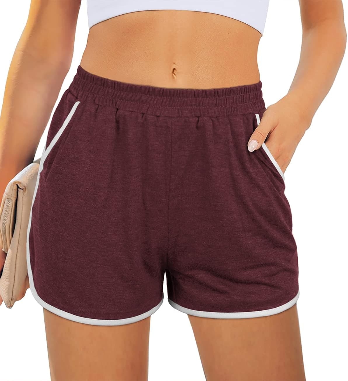 XIEERDUO Shorts for Women with Pocket Workout Yoga Running Dolphin Shorts for Gym Exercise