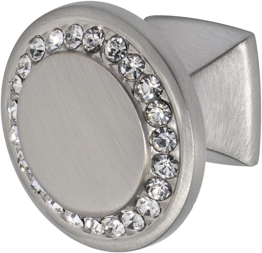 Wisdom Stone 4211SN-C Isabel 1-1/4 in. Satin Nickel with Clear Crystals Cabinet Knob, 1-1/4"