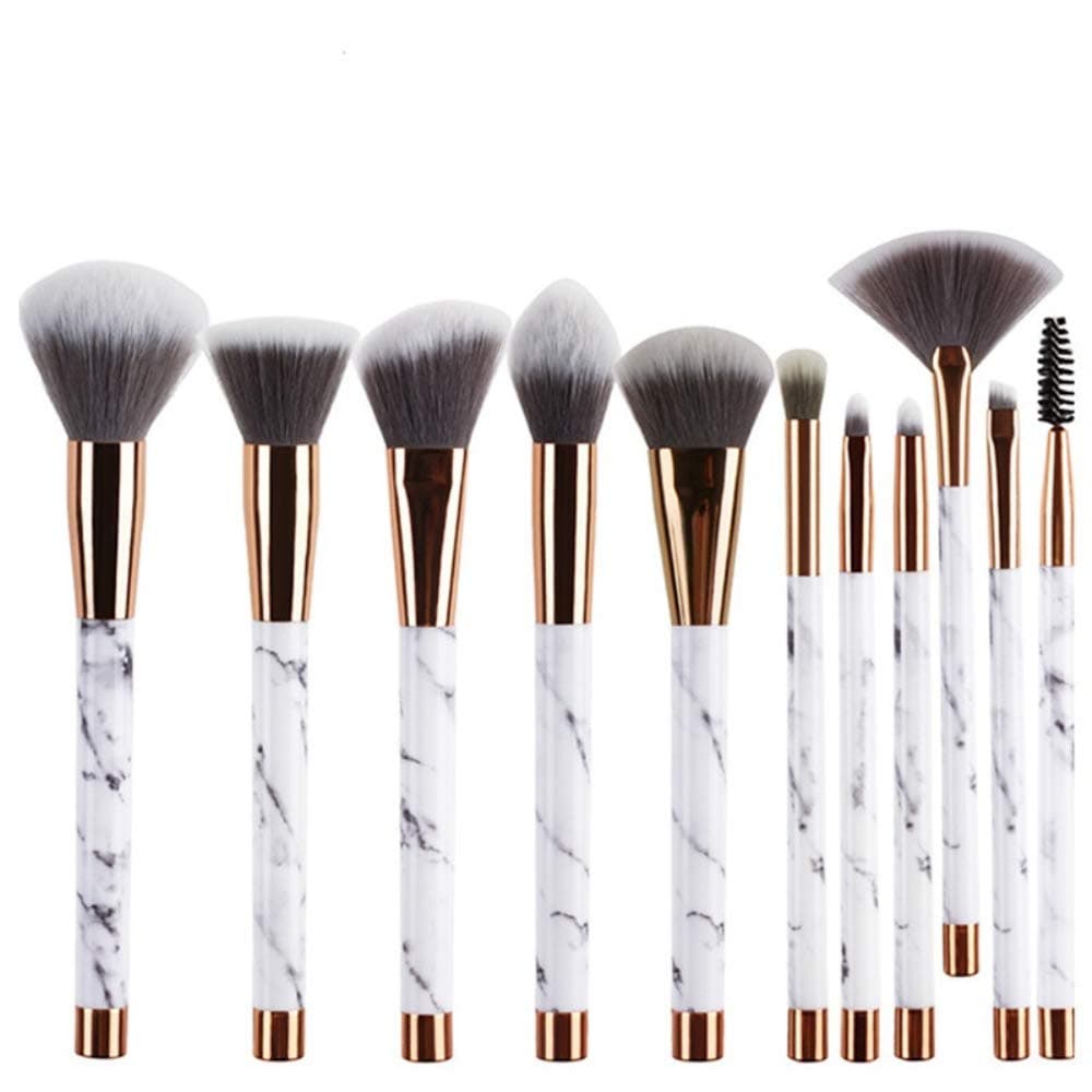 BBL Makeup Brushes, 11pcs Marble Makeup Brush Set, Premium Synthetic Hair Cosmetic Brushes for Foundation Blending Powder Liquid Cream Tapered Concealer Eye Shadow Blush Make Up Brush