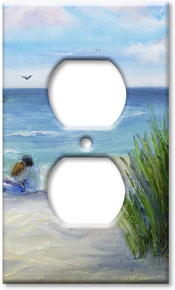 Art Plates OVER SIZED Outlet Cover - OVERSIZE Outlet Switch Plate - Lovers on the Beach