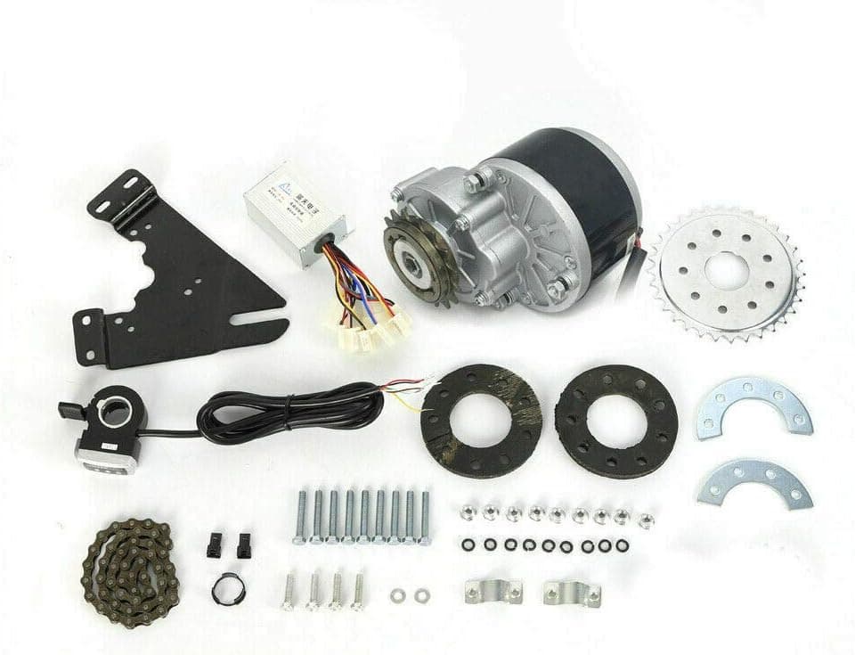 Electric Common Bike Kit, 250W 24V E-Bike Left Side Drive Motor Thumb Kit Electric Bike Conversion Kit Brush Motor with Freewheel