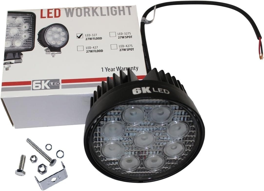 6KLED 327S spot Light Off Road Round ATV Lighting 6000K White 27w 12volt 24volt airboat