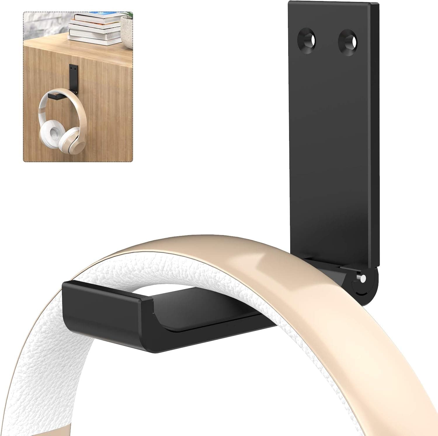 Yocice Headphone Stand Hanger,Headset Holder Mount,Hook with Strong Adhesive Tape for Headphones (H03P-Black-1PCS)