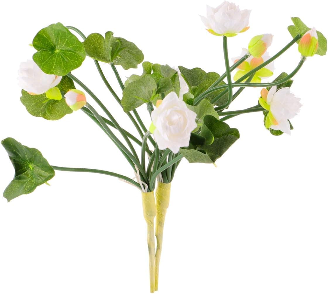 KESYOO 2 Pcs Artificial Flower Household Decor Mini Silk Lotus Flower Fake Flowers Arrangement for Home (White)
