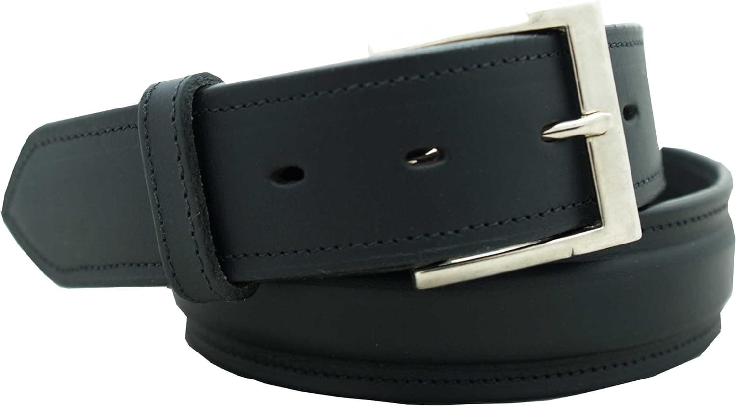 Men's Dress Belt 1 1/2" English bridle leather raised dress belt. Black, Size 52
