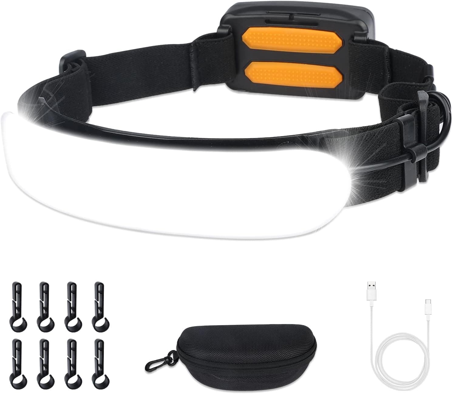SKYKIT Led Headlamp Rechargeable, Super Bright 1500 Lumens 220° Wide Beam Headlamp, 3 Modes IPX6 Waterproof Lightweight Headlamp with Taillight & Clips for Camping, Outdoors, Hard Hat Work, Emergency