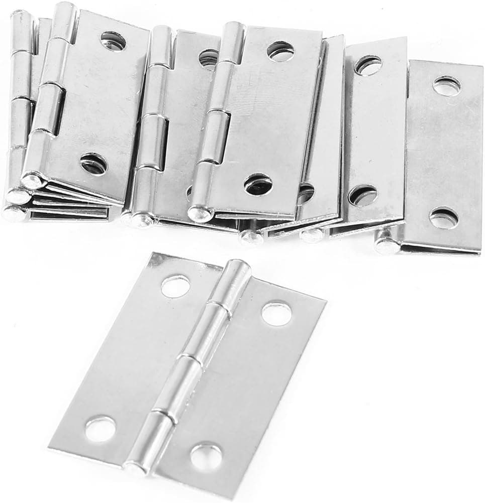 Uxcell Screw Mounted Stainless Steel Door Hinges, 1.5", Silver Tone, 10 Piece