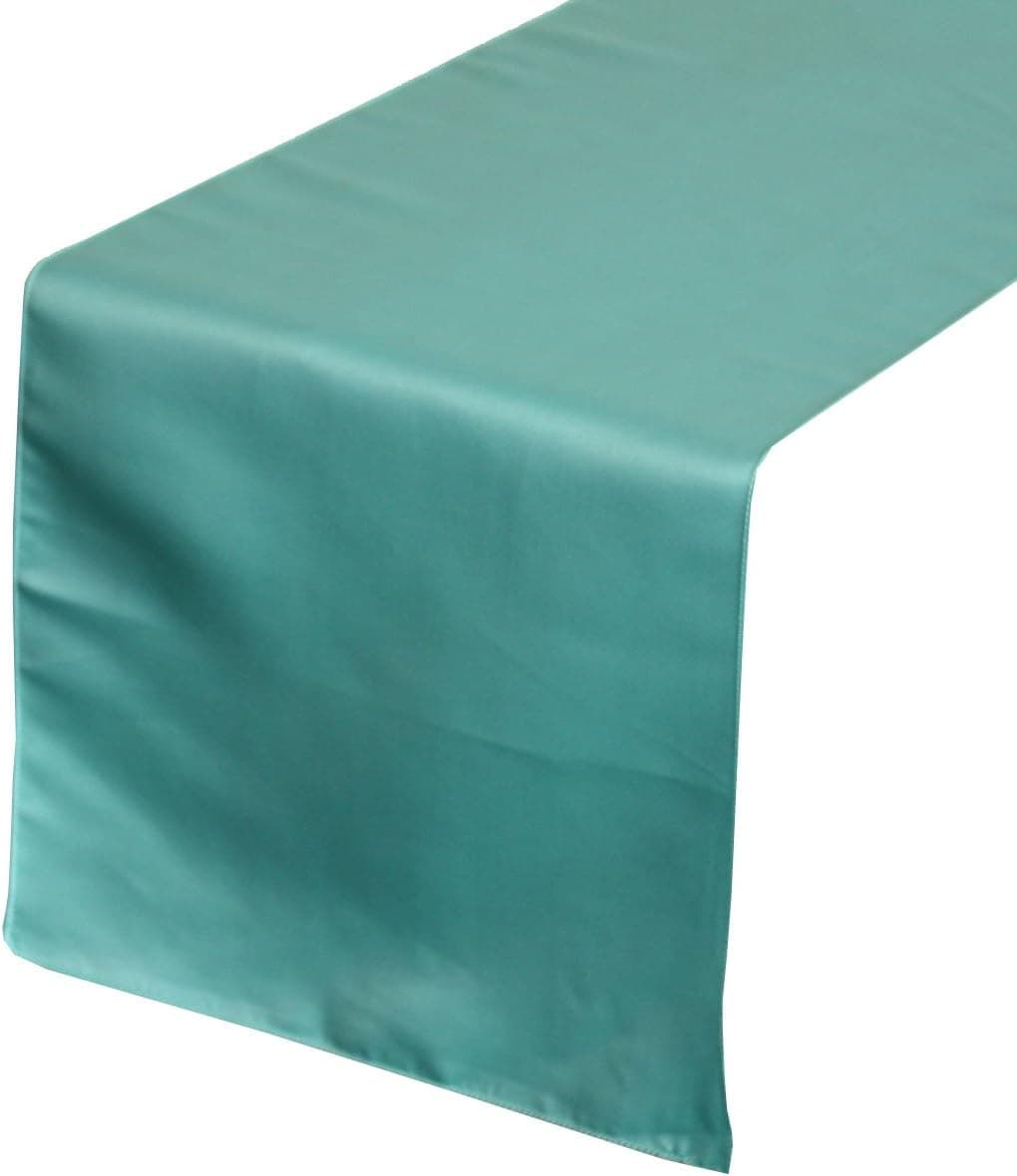 YOUR CHAIR COVERS - 14 x 108 inch L'Amour Satin Table Runner for Weddings, Events, Hotels and Catering Services - Turquoise