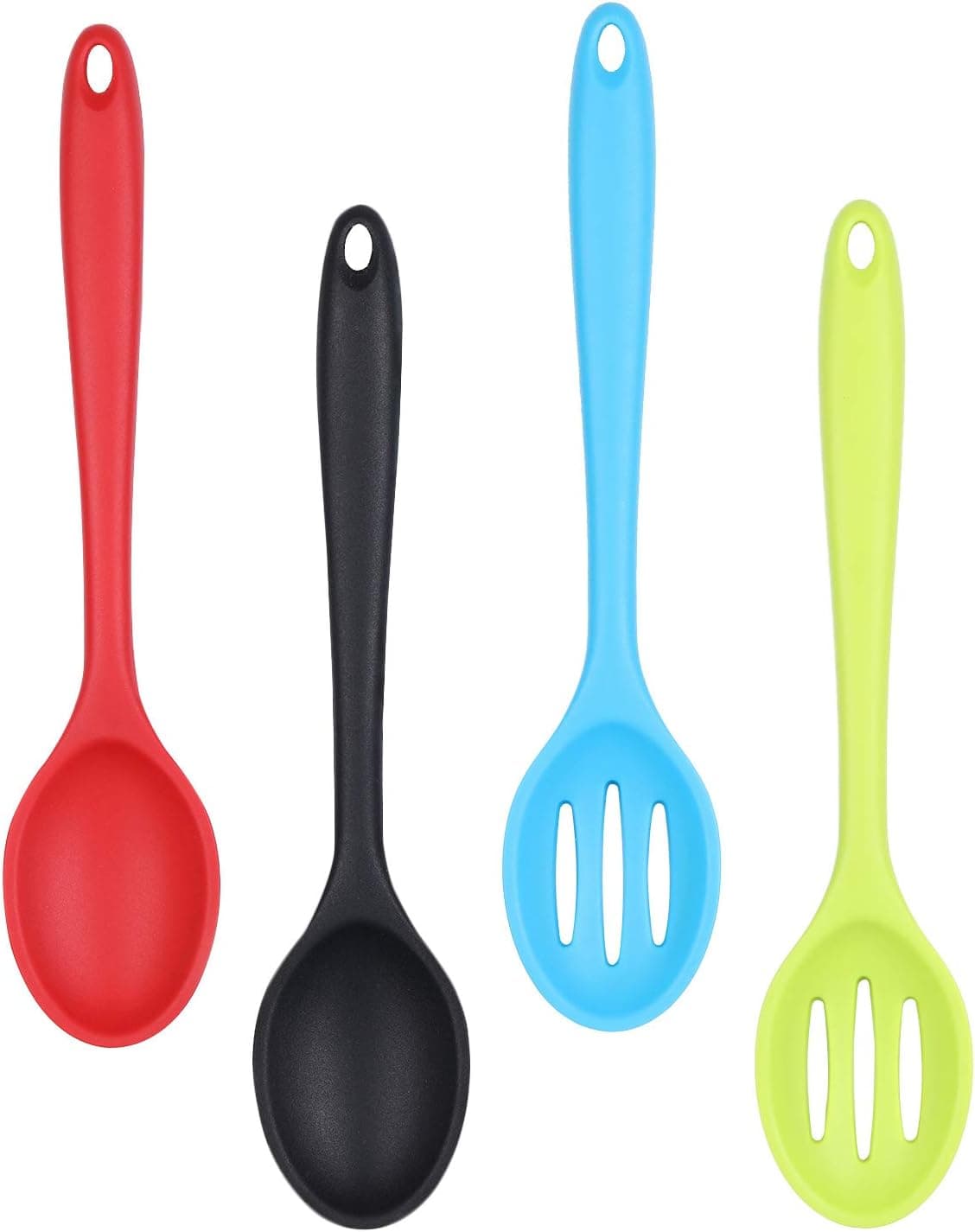 KUSCOR 4 Pieces Silicone Slotted and Solid Spoons Nonstick Heat Resistant Mixing Spoon Set Cooking Spoon for Home Kitchen Mixing, Serving and Stirring Tools