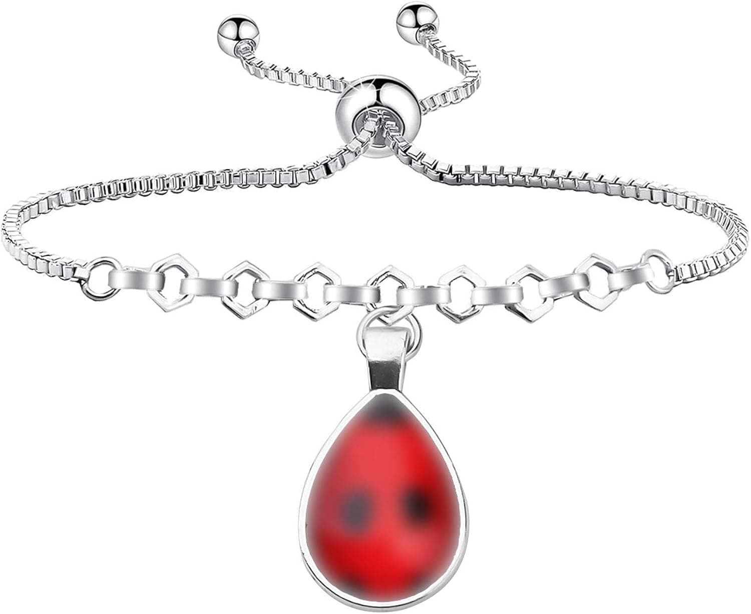 UJIMS Ladybug Girl Gift Ladybug Pendant Necklace Insect Lover Gift Wish Ladybug Cat Keychain Charm Lucky Gift for Women (Ladybug Bracelet)