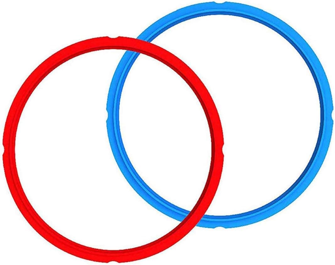2 Pack Silicone Ring and Silicone Lid for Instant Pot, Lid Cover Fit Snugly for 5/6 Quart Instanpot Accessories, Easy Clean Perfect Accessory (Red/Blue)