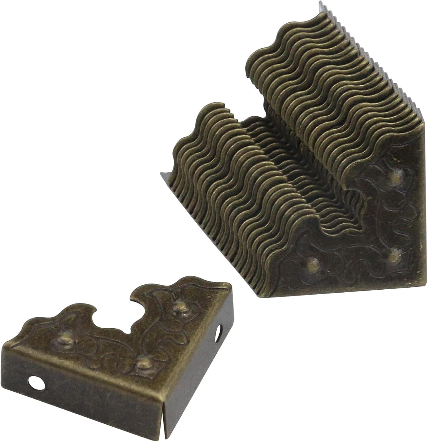 Antrader Corner Protector 24pcs Metal Box Edge Safety Guard Bronze Tone 1" x 1" x 0.35"