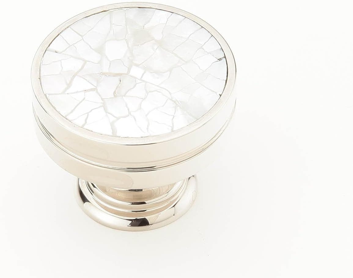 Schaub Mother of Pearl Collection 1-3/8 in. (35mm) Knob, Polished Nickel - 990-MOP/PN