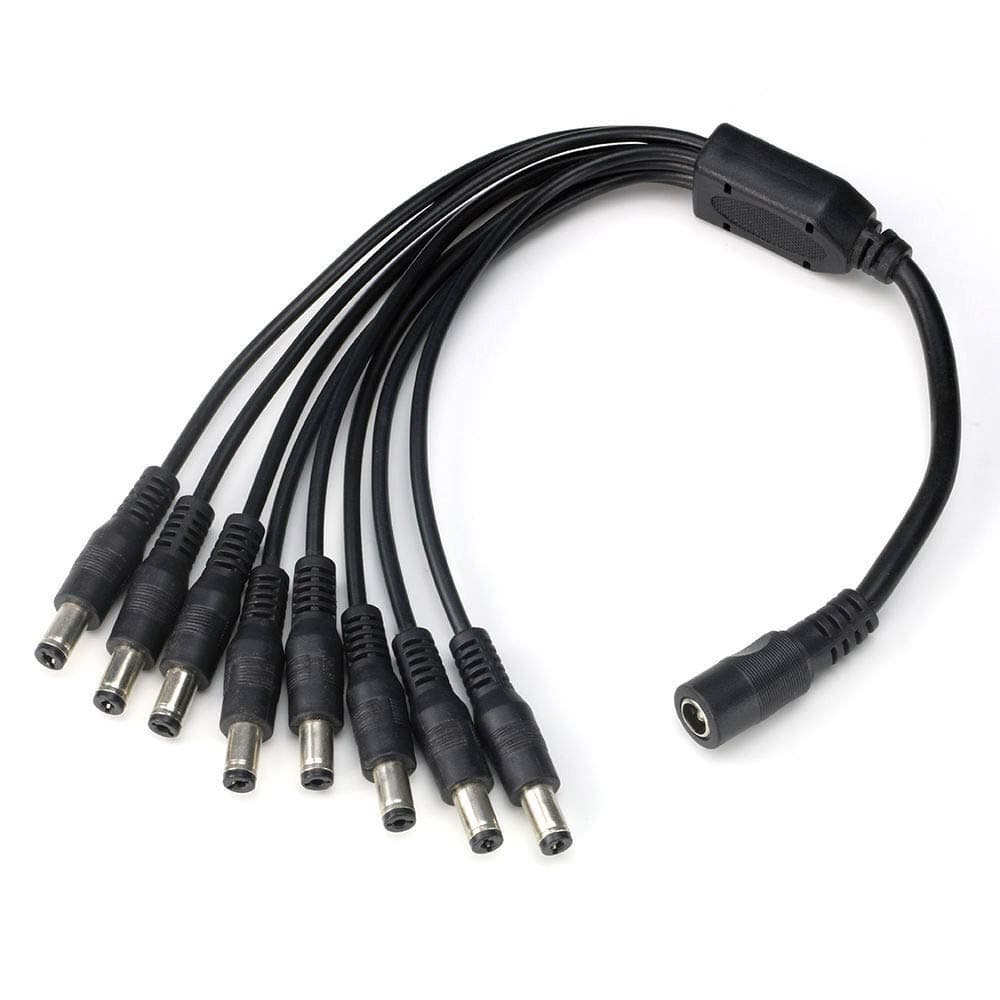 TJPOTO DC 1 Female to 8 Male Power Splitter Cable for CCTV Security Camera System