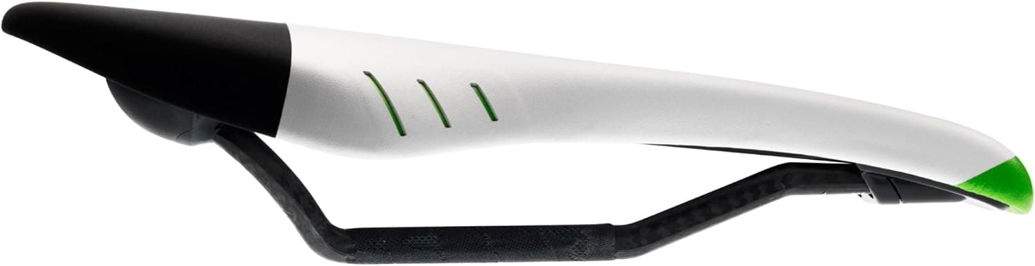 Fizik Tundra M3 7 x 9 Braided Rails Road Bicycle Saddle, White/Black/Apple Green