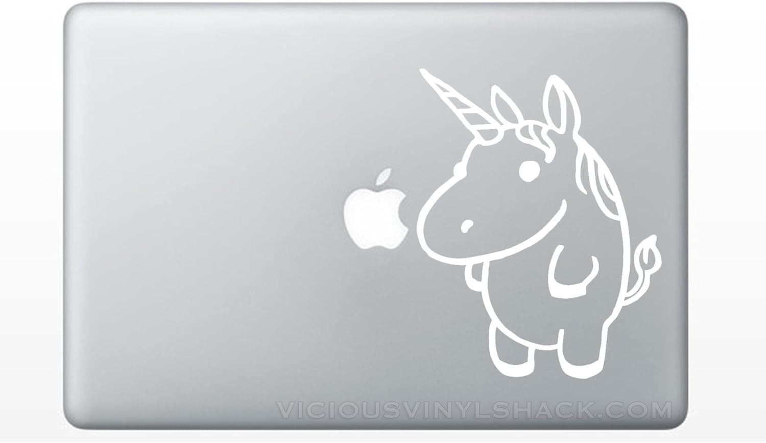 Fat Cute Unicorn Vinyl Decal Stickers - White 7 Inches Tall