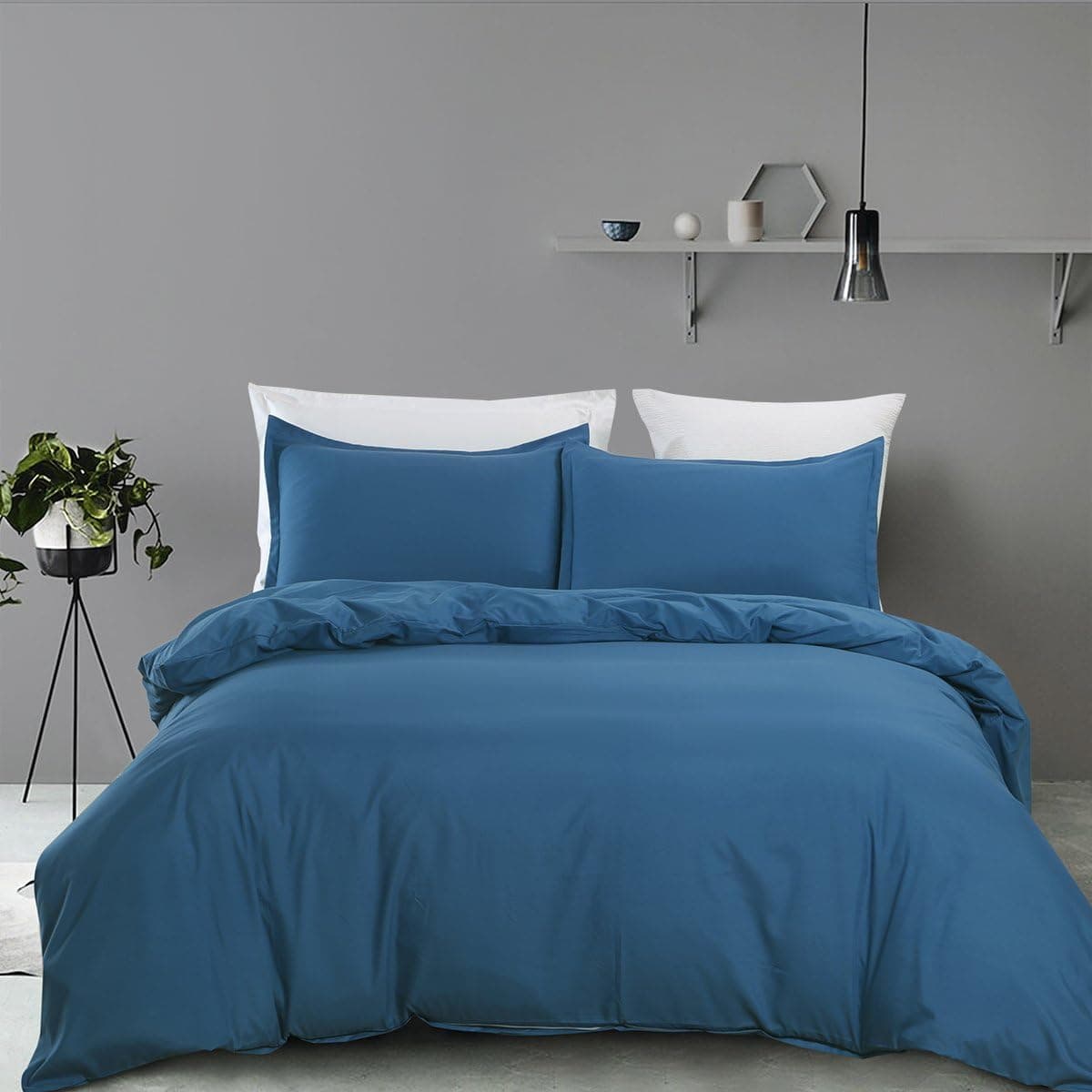 Vaulia Microfiber Duvet Cover Sets with Zipper Closure, Royal Blue -Queen Size