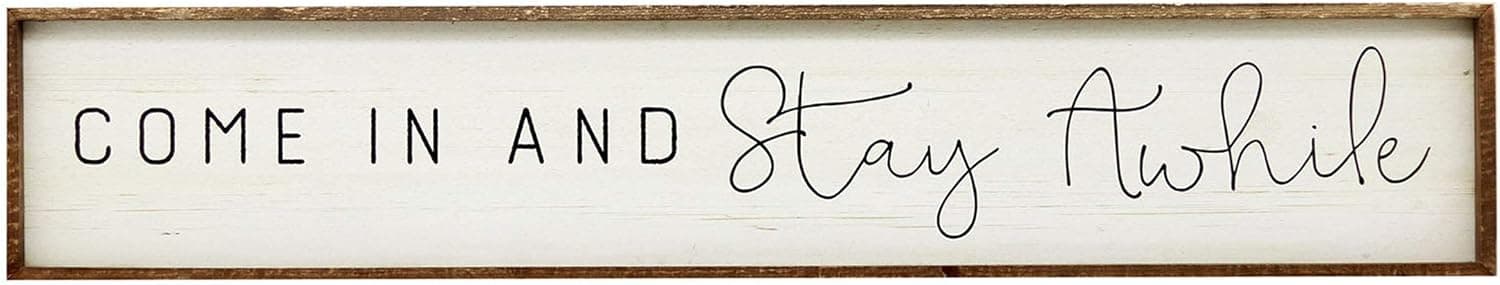 NO/BRAND Large Horizontal Wooden Signs with Sayings-Come in and Stay Awhile,Farmhouse Wood Wall Plaque,59"x11"