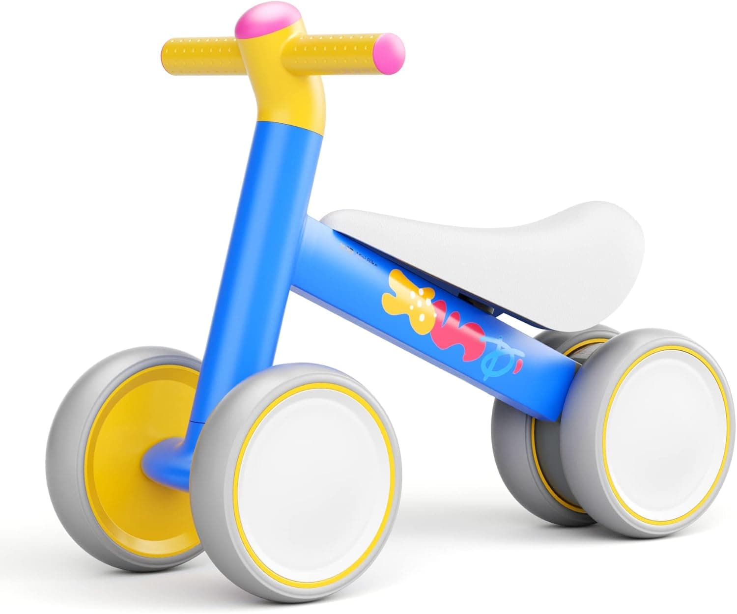 XJD Baby Balance Bikes Bicycle Baby Toys for 1 Year Old Boy Girl 10 Month -24 Months Toddler Bike Infant No Pedal 4 Wheels First Bike or Birthday Gift Children Walker (Blue Yellow, Upgrade)