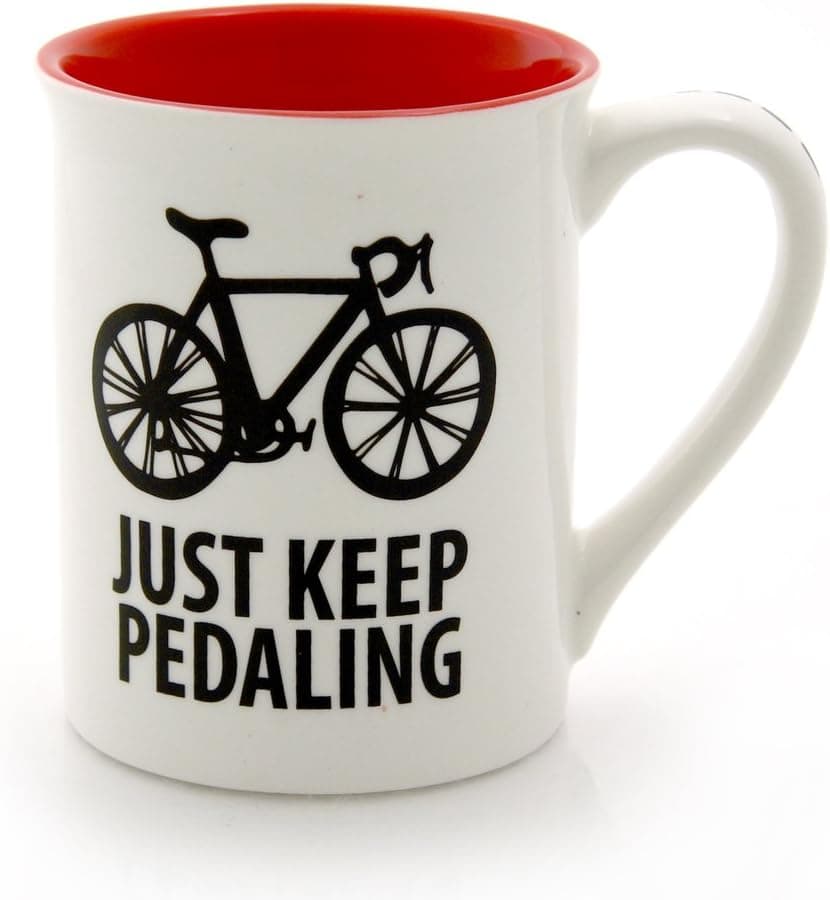 Our Name Is Mud 16-Ounce 'Keep Pedaling' Mug by Lorrie Veasey, 4.5-Inch