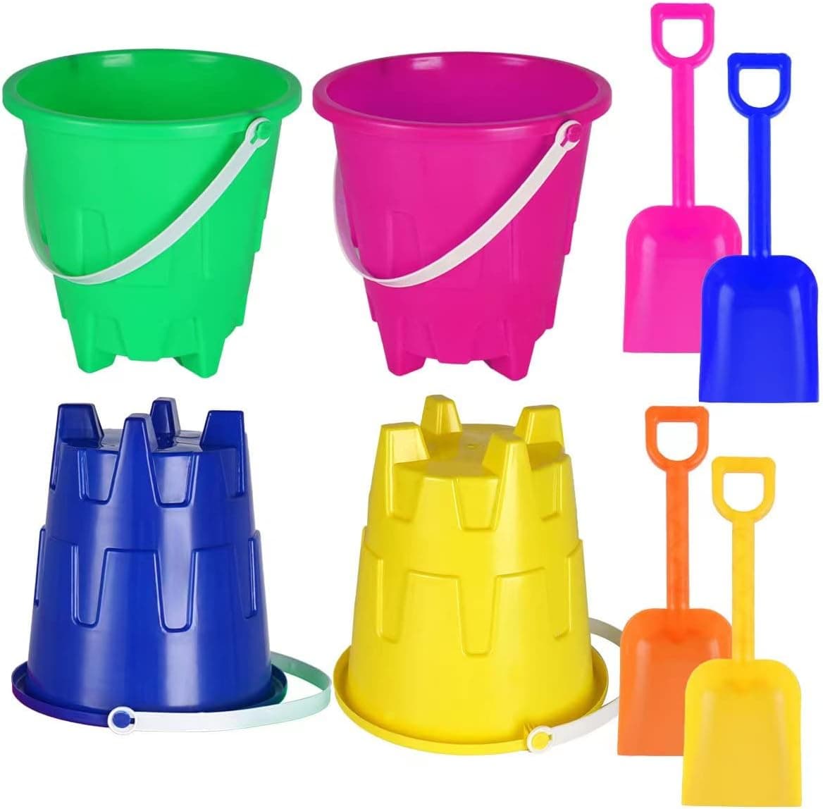 Holady 8 Inch Large Sand Beach Buckets Pail with Beach Shovels,Sand Bucket Water Bucket for Beach Fun Great Summer Party Accessory