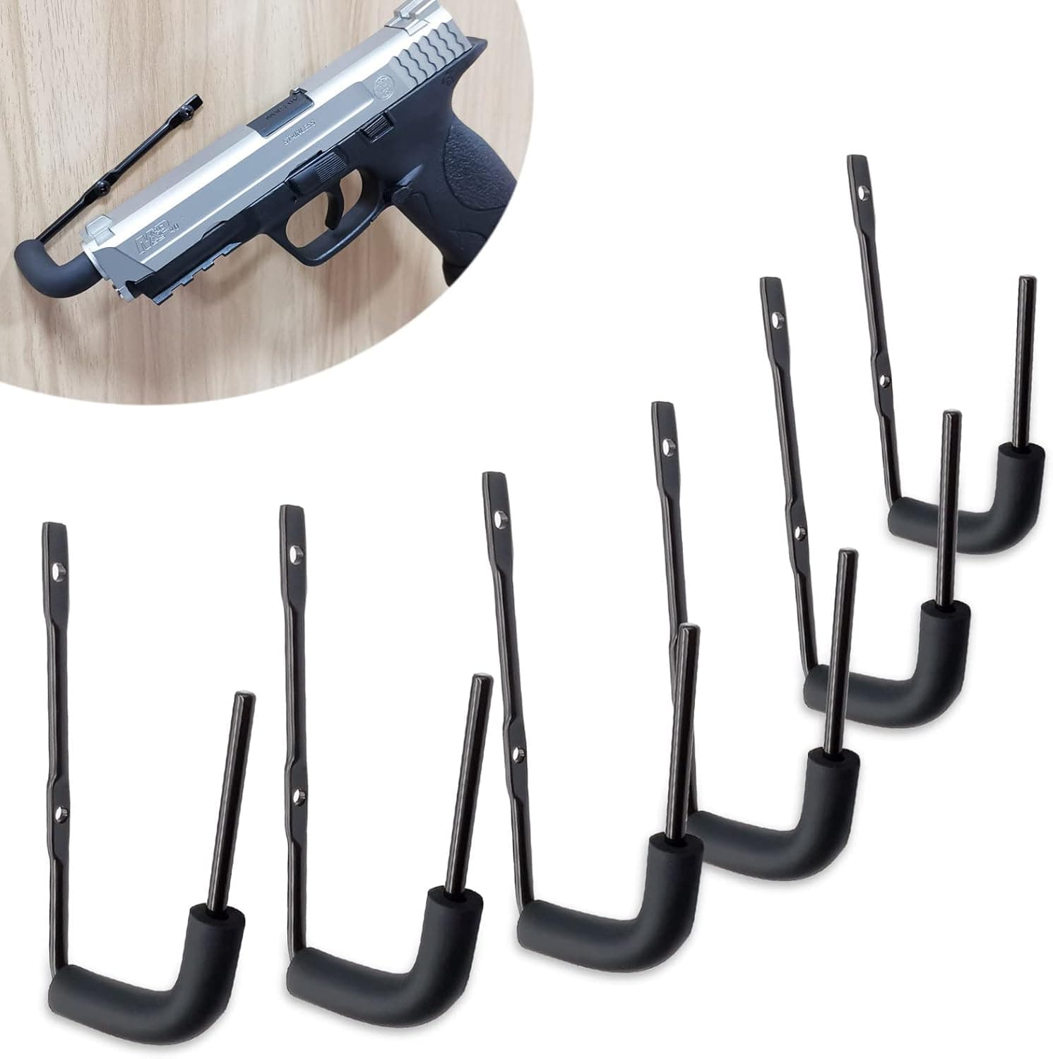 StrongTools Wall Mount Handgun Hanger, Pistol Rack for Safe or Cabinet/Wood Rifle Hook, Shotgun Display Suitable for Wall