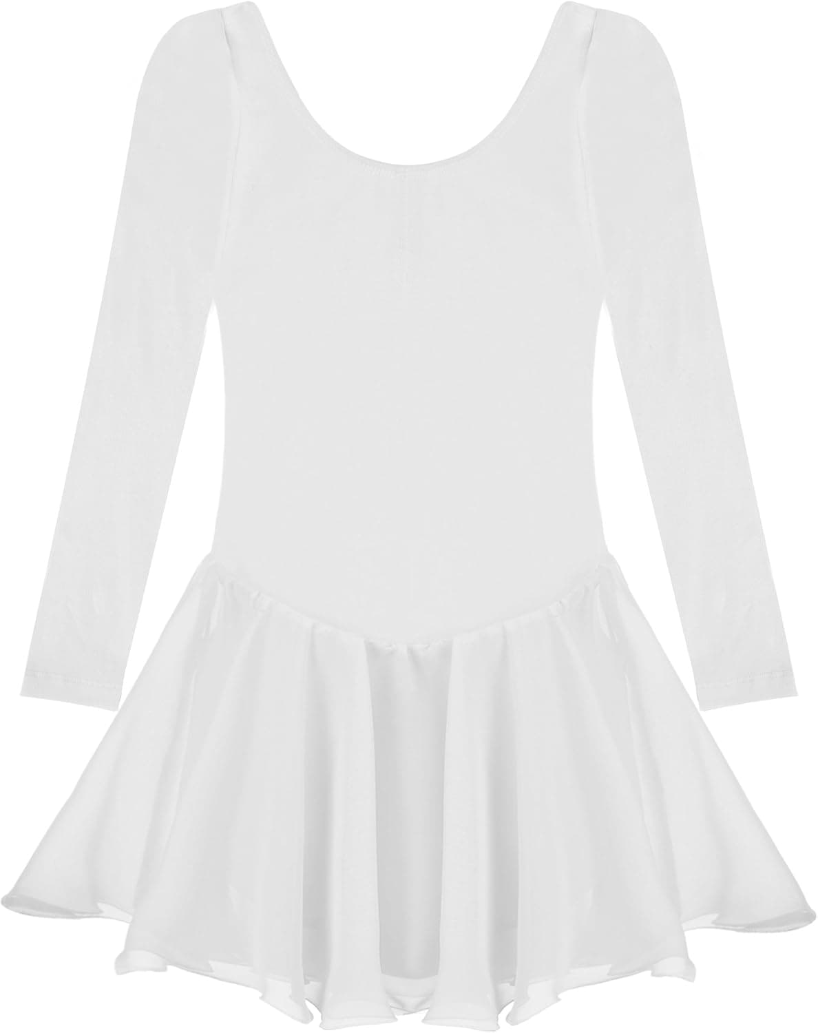 Zaclotre Girls Basic Long Sleeve Leotard Skirted Chiffon Dance Dress