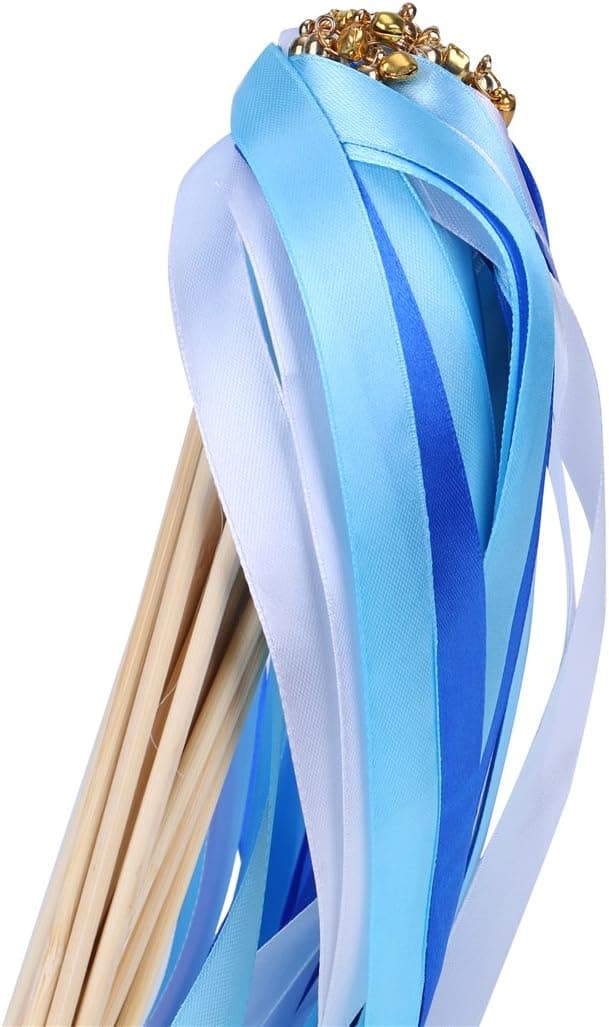 30pcs Ribbon Stick Wands Party Streamers for Wedding Party Activities (Royal Blue)