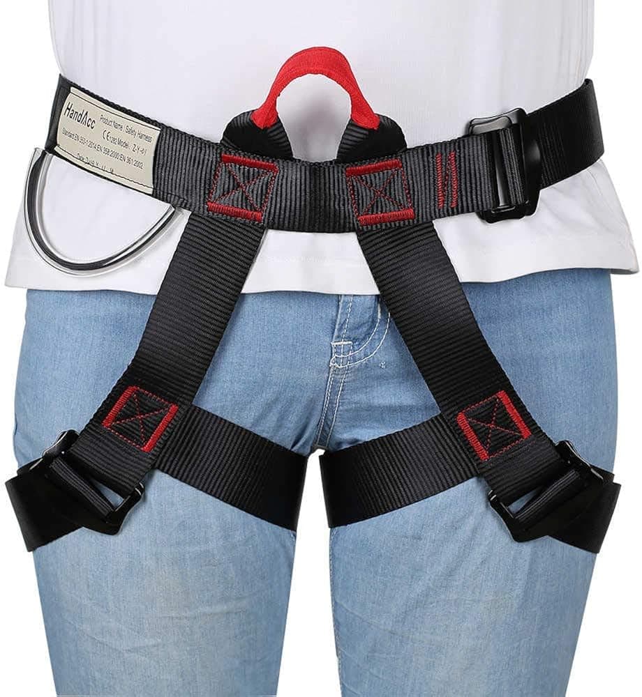 HandAcc Climbing belts, Safe Seat Belts for Tree Climbing Outdoor Training Caving Rock Climbing Rappelling Equip - Half Body Guide belt for Women Man and Novice