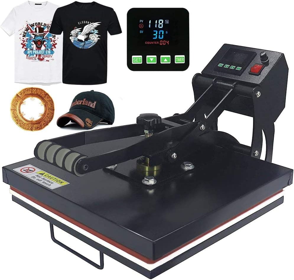 Sibosen Industrial Power Heat Press Digital Sublimation Heat Press Machine for T Shirts and HTV Vinyl Projects, 15x15 Heat Press Transfer Machine