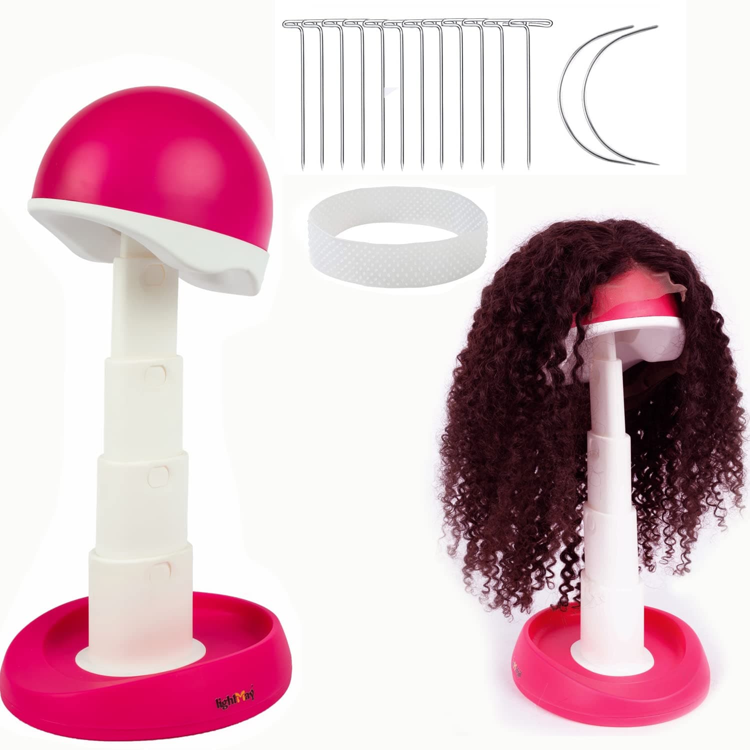 Adjustable Wig Stand - Wig Styling Stand for Travel and Salon Collapsible Compact Stand, Expands Long and Short Wigs