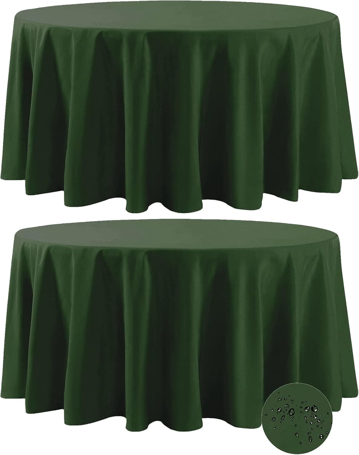 Fokitut 2 Pack Waterproof Round Tablecloth, 108 Inch, Stain Resistant and Wrinkle Polyester Table Cloth, Fabric Table Cover for Kitchen Dining, Wedding, Party, Holiday Dinner-Willow