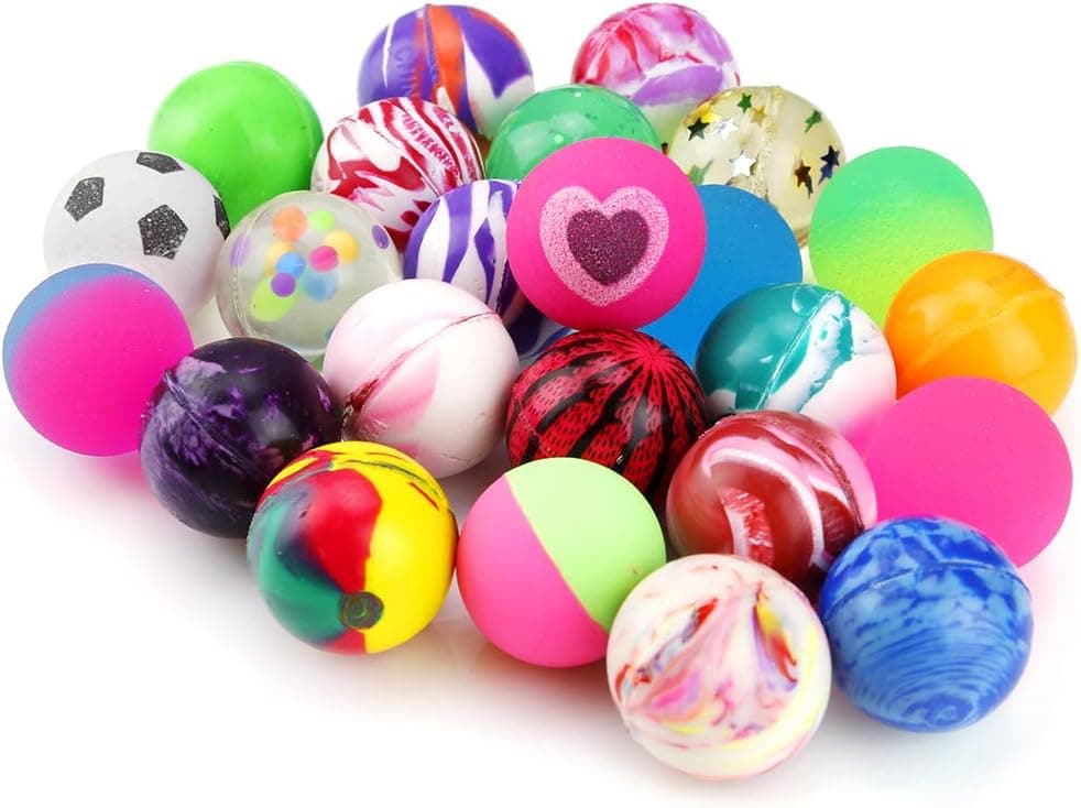 Pllieay 24 Pieces Jet Bouncy Balls Small Bouncy Balls for Kids, Rubber Balls 25mm Mixed Color Party Bag Filler for Children