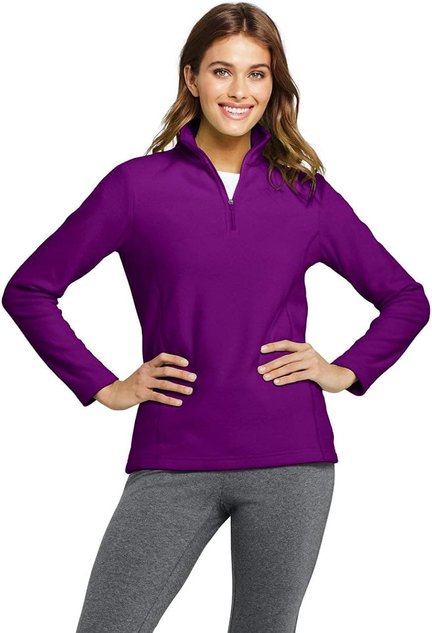 Lands' End WMS Quarter Zip Fleece Pullover Bright Plum Regular X-Large