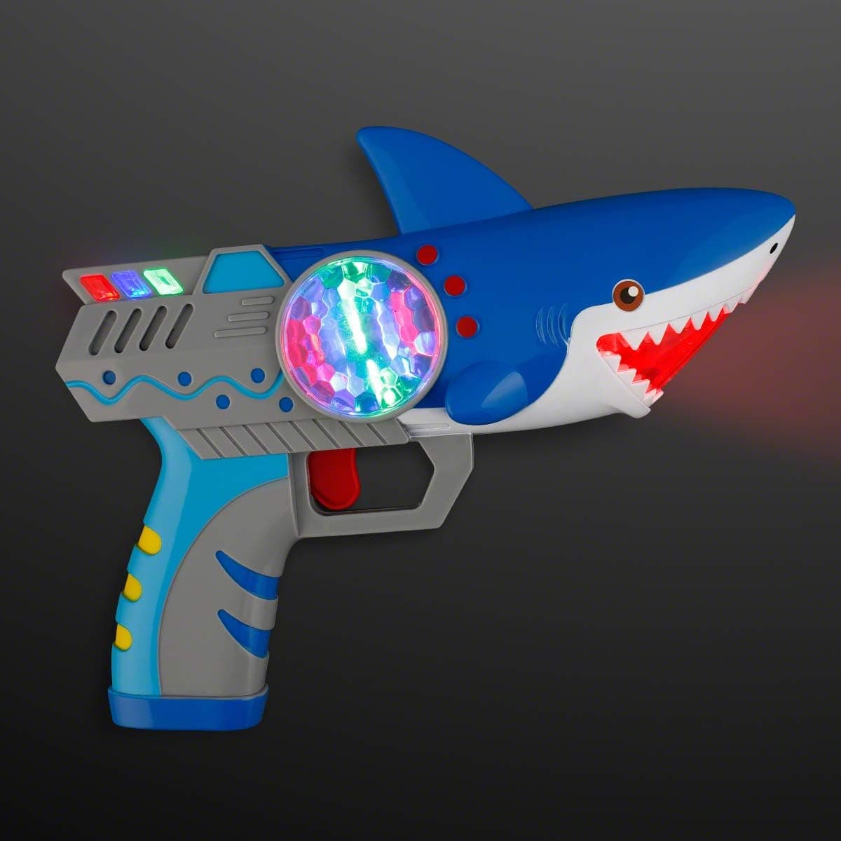 Light Up Shark Gun Toy with Spinning LED Lights