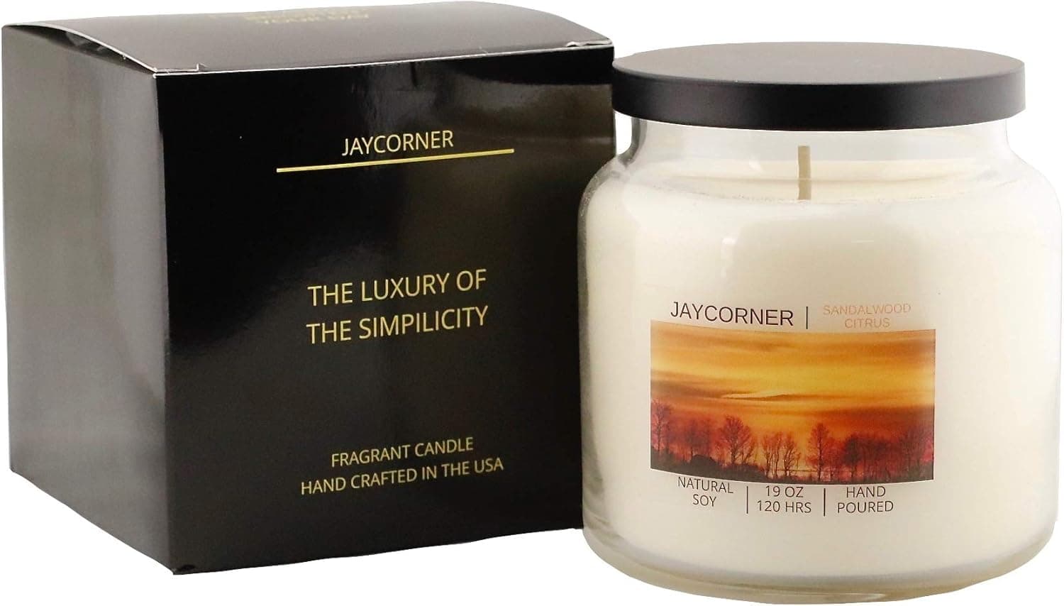 jaycorner Natural Soy Wax 19 oz Jar Candle Sandalwood Citrus