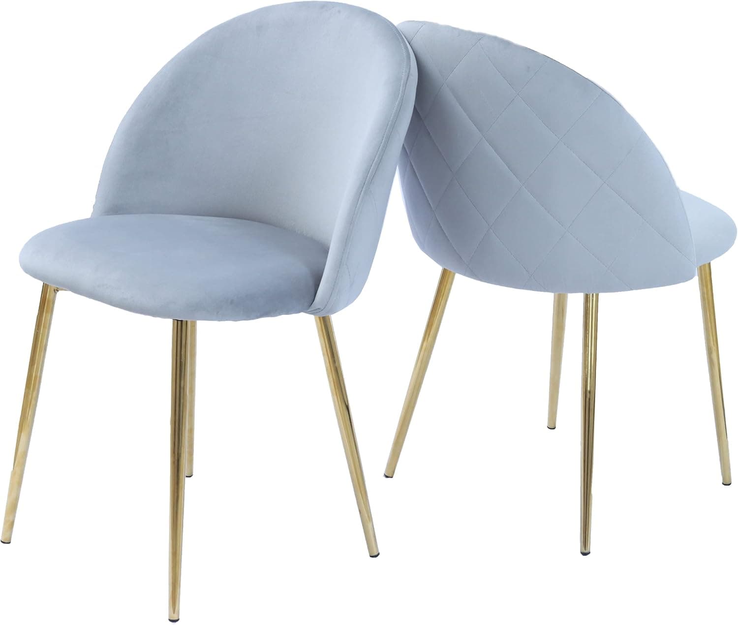 BOJOY Velvet Dining Chairs Set of 2, Accent Upholstered Leisure Chairs, Mid Century Makeup Chair with Modern Sturdy Gold Metal Legs for Dinning Room/Living Room/Kitchen. (Grey Gold Legs)
