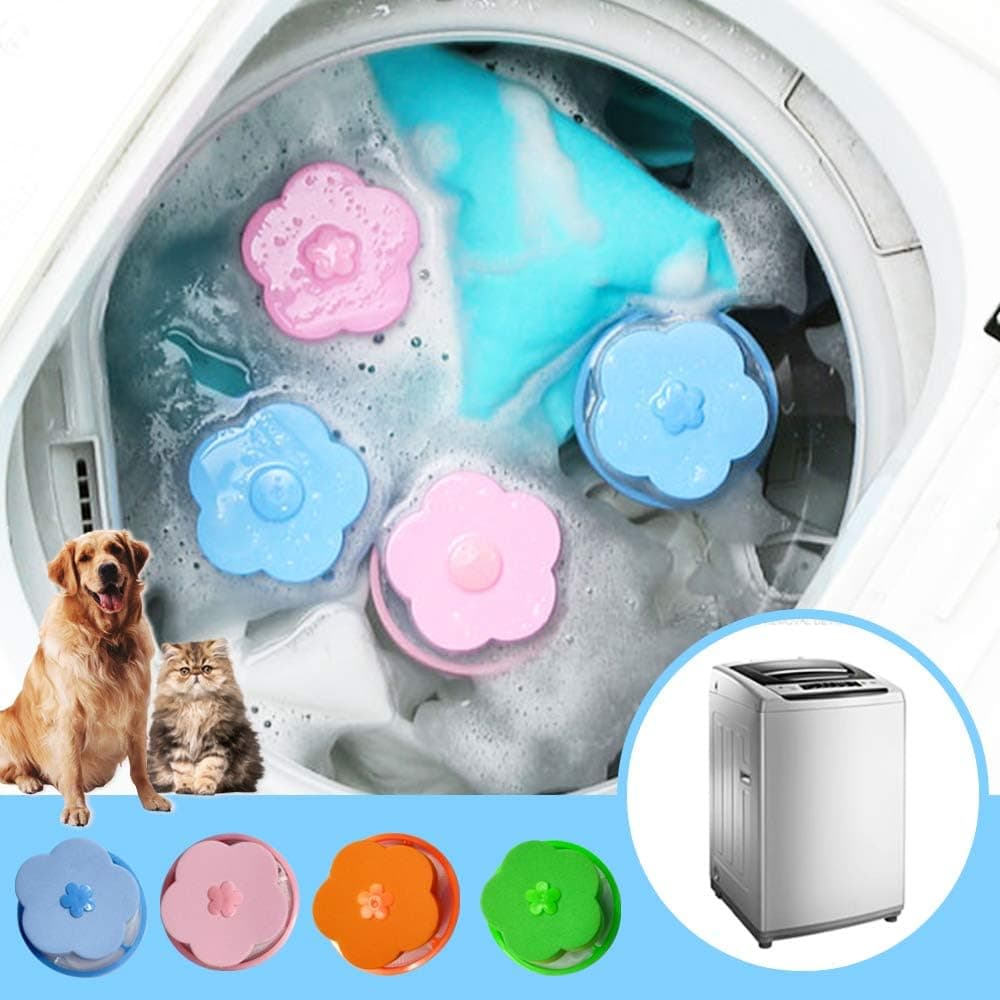 4 Pieces Household Reusable Washing Machine Floating Lint Mesh Bag Hair Filter Net Pouch