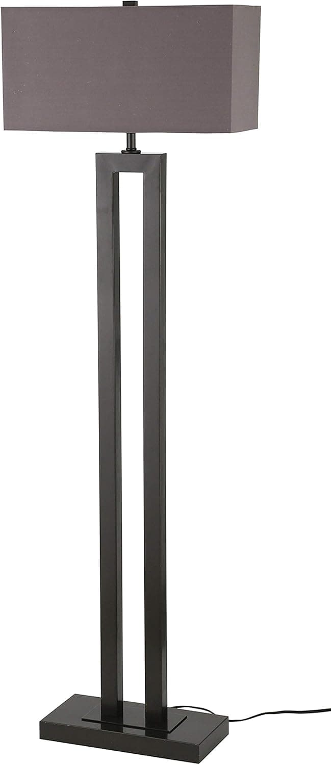 Amazon Brand – Stone & Beam Modern Metal Cut-Out Living Room Standing Floor Lamp With Light Bulb - 19 x 8 x 59.5 Inches, Earth Tone Shade