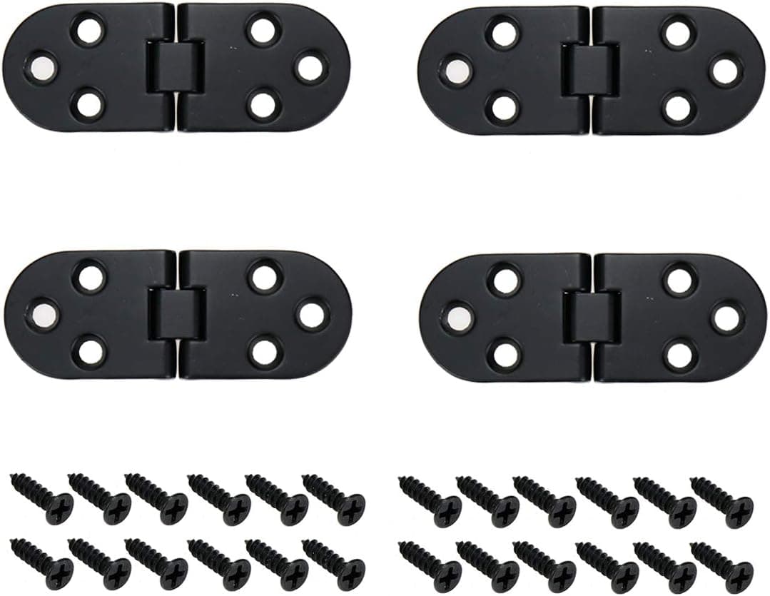 Geesatis 4 pcs Folding Flip Top Hinge 90 Degree Free Opening and Closing Butler Tray Hinge, Heavy Duty Sewing Machine Table Hinge, Black