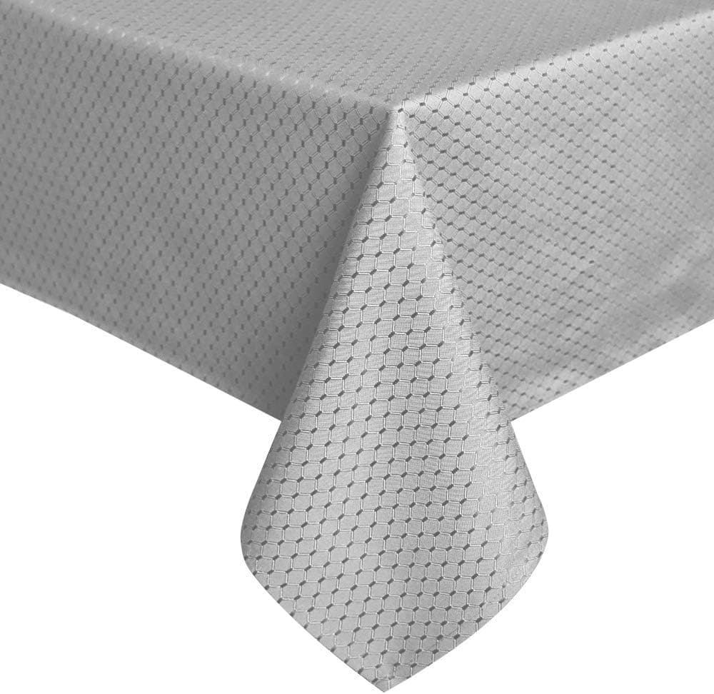 ColorBird Elegant Waffle Jacquard Tablecloth Waterproof Table Cover for Kitchen Dinning Tabletop Decor (Square, 70 x 70 Inch, Grey)