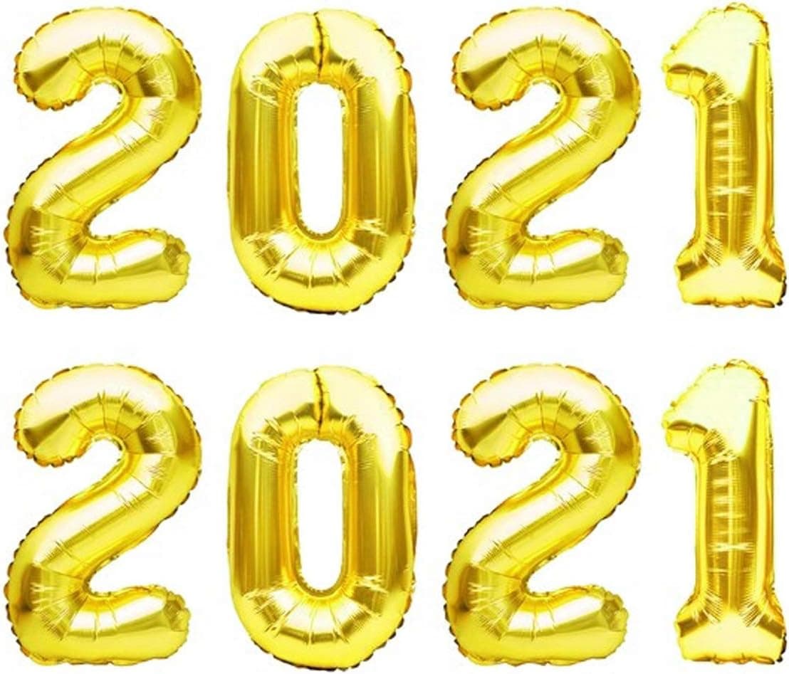 16Inch Gold 2021 Number Foil Balloons for 2021 New Years Eve Graduation Anniversary Wedding Ceremony Party Supplies Decorations Home Office Décor (2021 Golden)
