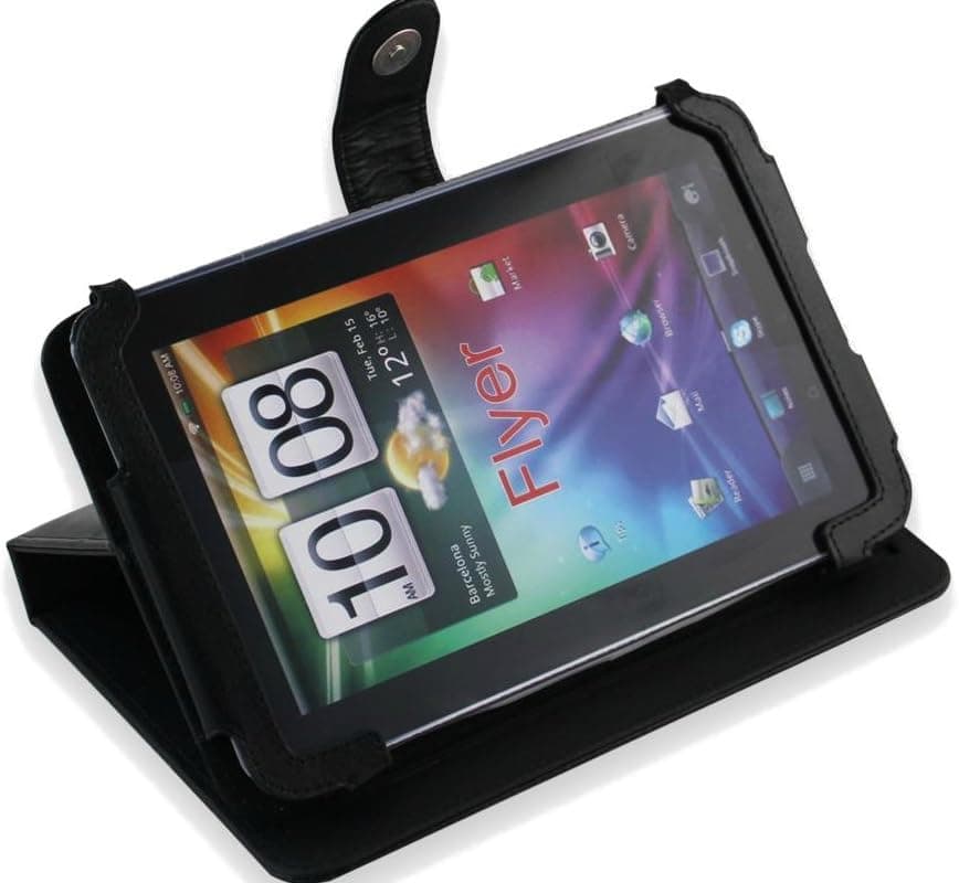 Navitech Black Executive Premium Leather Flip Carry Case With Stand & Stylus Holder For The HTC EVO View 4G & The HTC FLYER