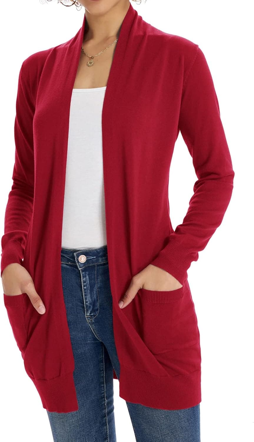 GRACE KARIN Women Open Front Cardigan Sweaters Pockets Long Sleeve Shrugs