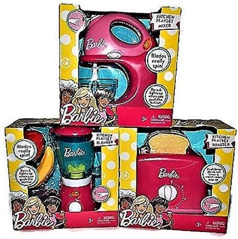 Barbie Mixer Blender Toaster Kitchen Bundle Toy 3 Piece Pretend Play