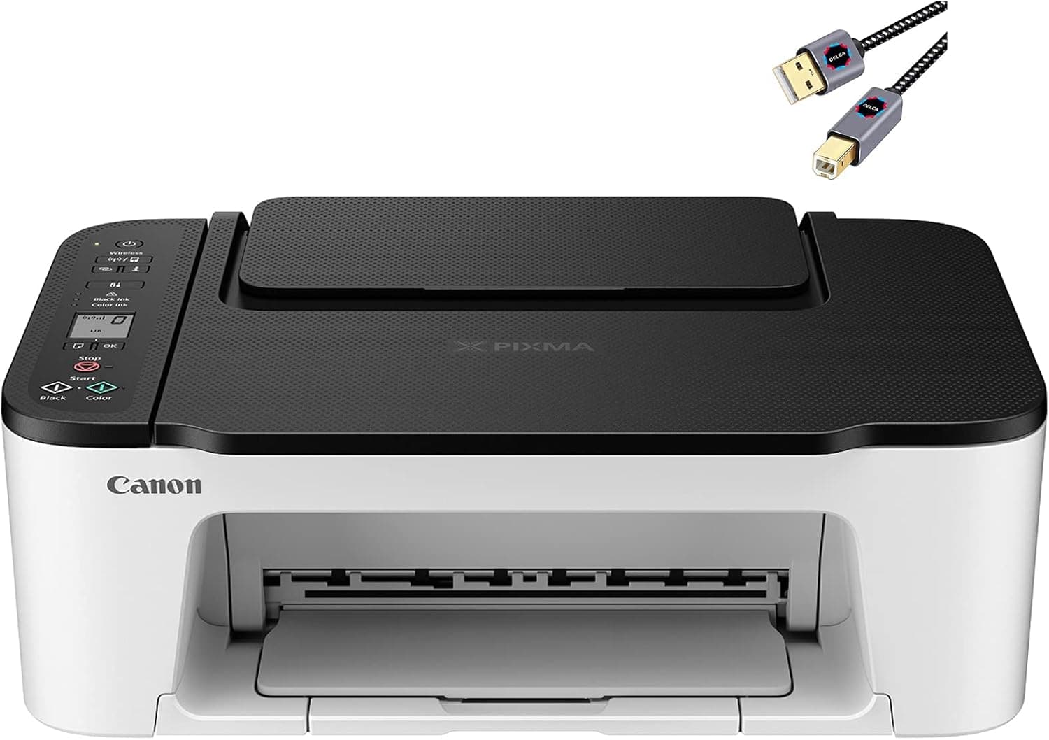 Canon Premium PIXMA 3522 Series All-in-One Color Inkjet Printer I Print Copy Scan I Wireless I Mobile Printing I 1.5" Segment LCD I 50 Sheets Paper Tray I 4800 x 1200 dpi I Black + Printer Cable