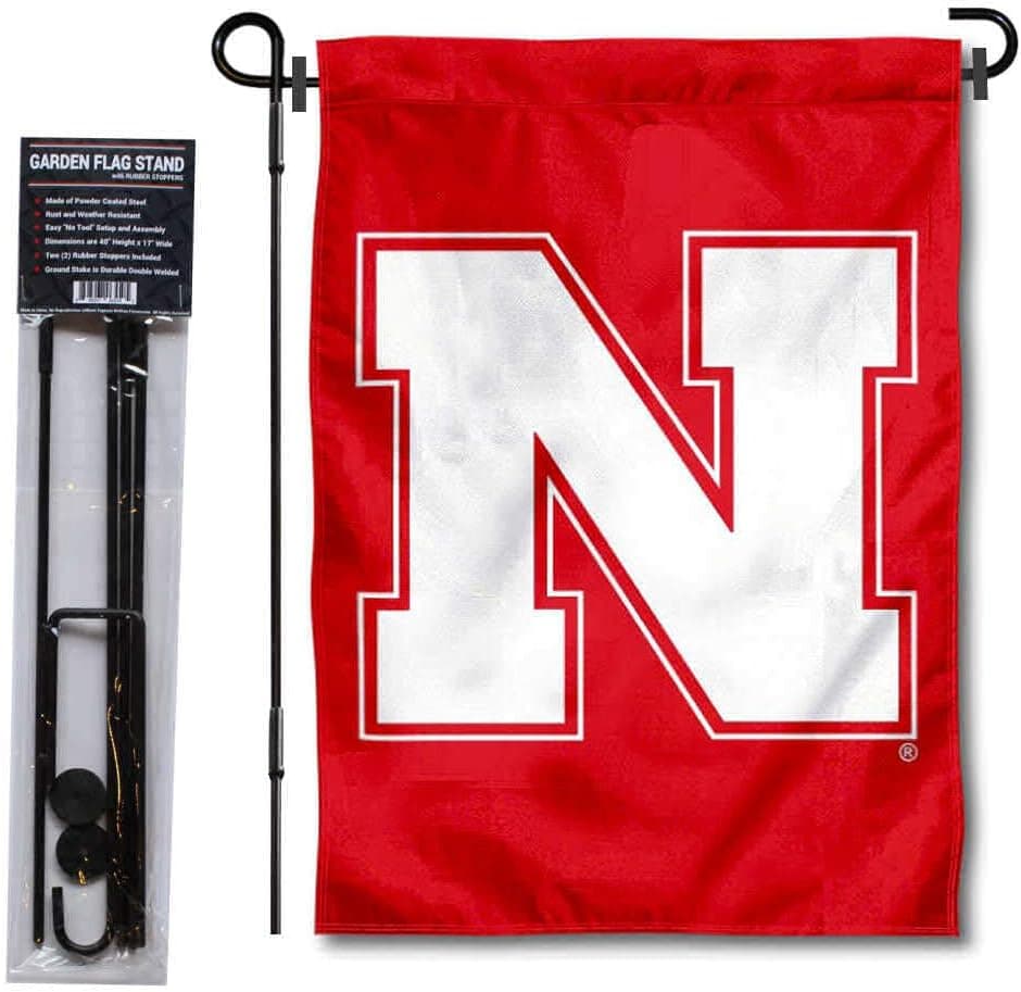 Nebraska Cornhuskers Iron N Garden Flag with Pole Stand Holder