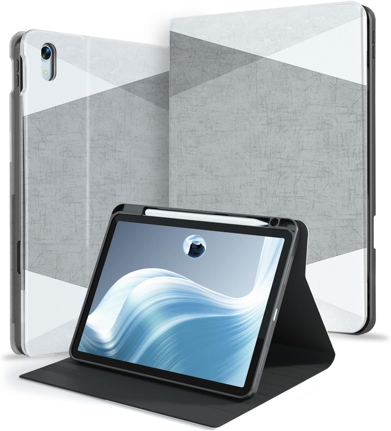 iPad Air 5th Generation Case 2022/ iPad Air Case 4th Generation 10.9'' 2020 with Pencil Holder, Smart Cover with Multi-Angle Viewing, Auto Sleep Wake, Folio for iPad Air 5/4 10.9(Grey Plaid)