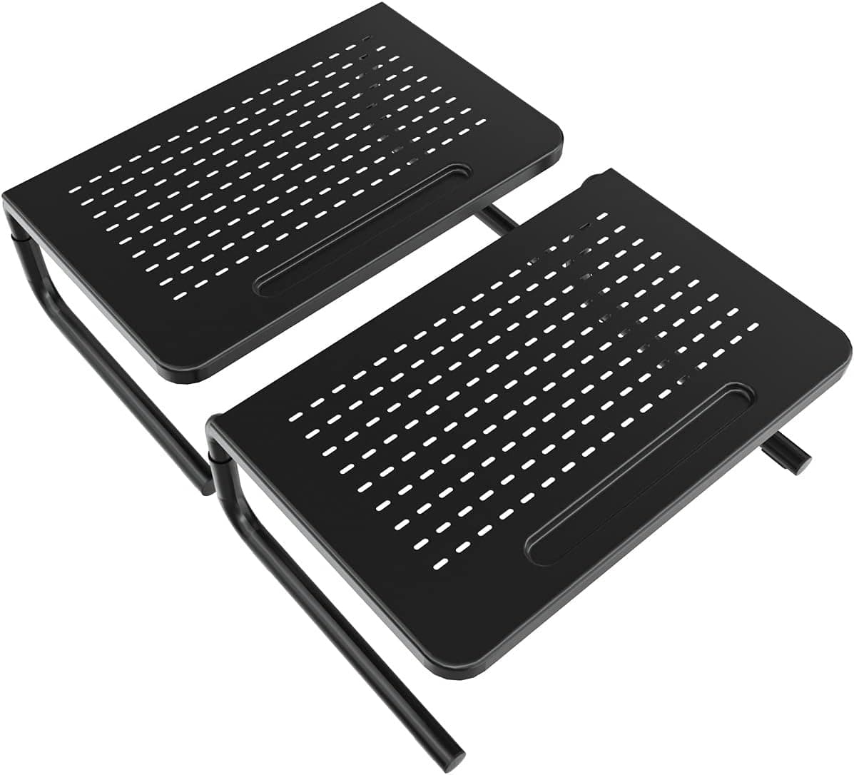 2 Pack Monitor Stand Riser with Vented Metal for Computer, Laptop, Desk, Printer, 3 Level Height Adjustable,Black HD03B-201