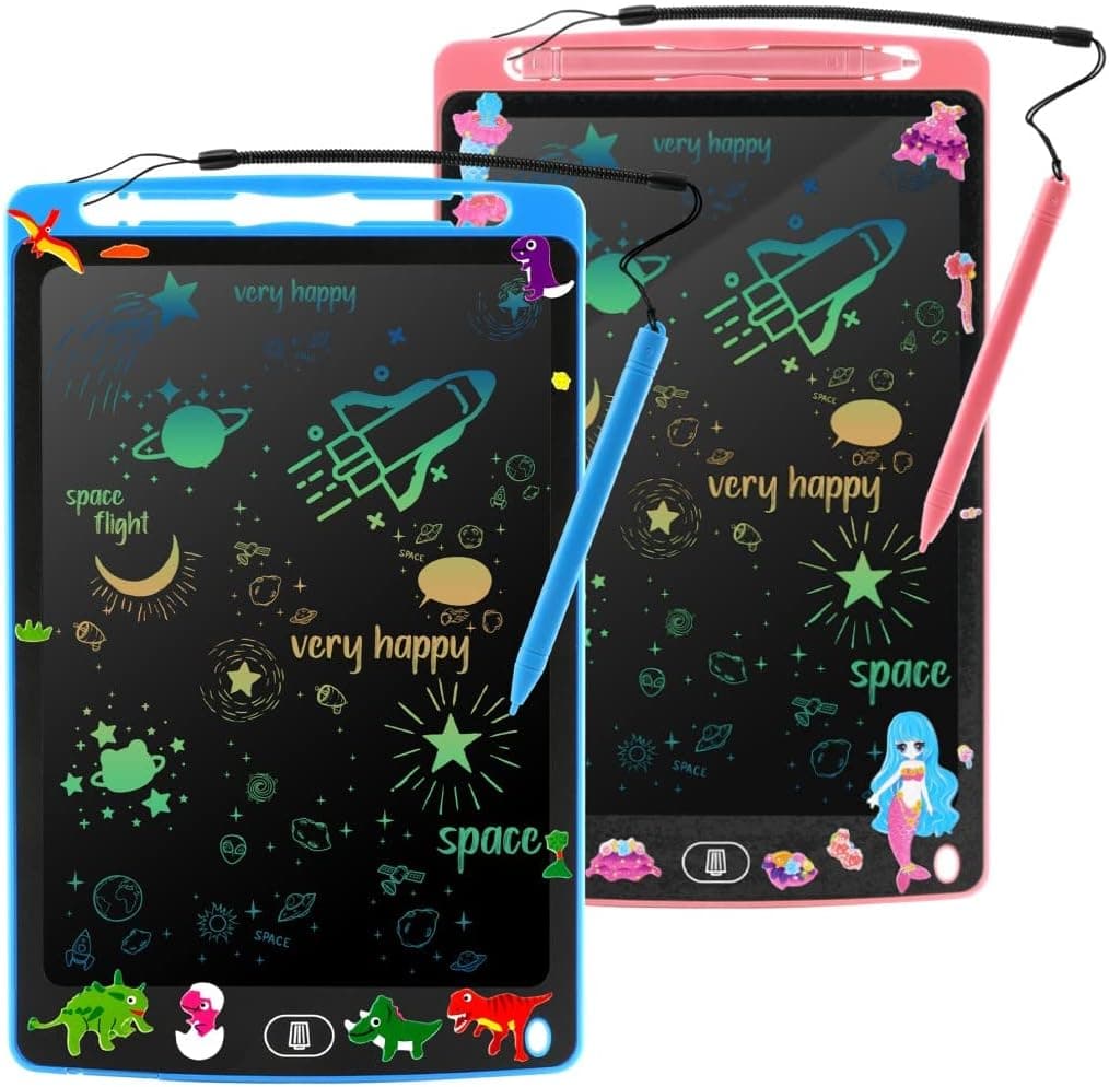 2 Pack LCD Writing Tablet 10 Inch - Reusable Doodle Board for Kids, Colorful Drawing Tablet for 3 4 5 6 7 8 Years Old Girls and Boys, Great Toys